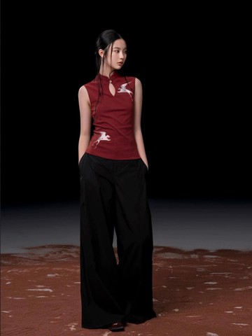 新中式復古 / 燕子刺繡背心 / 無袖上衣