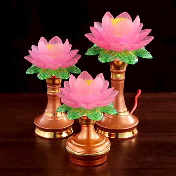 蓮花燈/荷花燈 琉璃蓮花燈供佛燈led家用荷花燈插電七彩長明燈觀音佛燈燭台擺件【CM16944】