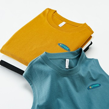 漢斯卡 無袖背心男2022夏季潮牌ins純棉健身坎肩純色休閑百搭汗衫