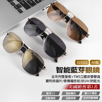 AI版 GS02 智能藍牙眼鏡 全系列雙基板+TWS立體音雙聲道 骨傳導技術 寶利徠鏡片 抗UV 防眩光 ChatGPT