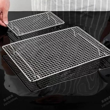 星選⭐烤箱用具烤盤家用不鏽鋼燒烤網長方形帶腳瀝水烘焙晾曬網戶外架