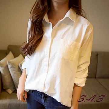 ZUCA”S -純白襯衫 基本款襯衫  女襯衫 休閒襯衫寬鬆襯衫 女裝 長袖襯衫 修身襯衫 - XA-8799