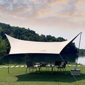 天幕 地布 天幕帳篷 炊事帳 客廳帳 迪威諾黑膠天幕帳篷戶外露營便攜防曬防雨野餐外六角大遮陽棚露營