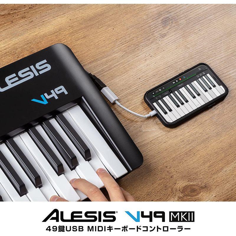 Alesis USB MIDIキーボードコントローラー 49鍵ベロシティ対応FULL LEVELモード対応の8 つのドラムパッド、アルペジエ