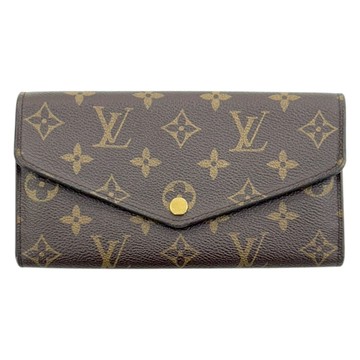【二手名牌BRAND OFF】LOUIS VUITTON LV 路易威登 棕色 原花 帆布 Sarah 扣式 長夾 M60531