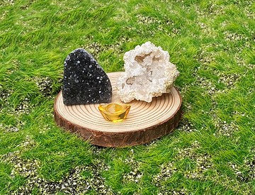 滿天星紫晶鎮x可愛楓葉造型白晶洞能量套組 消磁 招財 辦公室風水