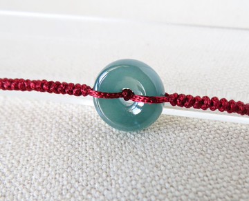 本命年【歲歲平安】冰藍水雪花棉翡翠絲光編織手鍊SW54招財開運