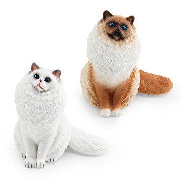 🌈「動物世界」兒童仿真布偶貓布拉多爾貓仙女貓寵物貓咪動物模型裝飾擺件