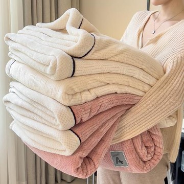2024新款A類母嬰級針織毯雙層加厚簡約保暖毯子午睡沙發蓋毯批發1