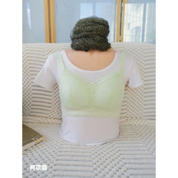 袔苡莥白色大碼薄款全罩杯內衣無鋼圈防凸點乳膠棉蕾絲邊顯瘦文胸