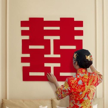 結婚背景墻專用喜字貼紙婚房布置裝飾超大號囍字房門窗戶婚慶用品