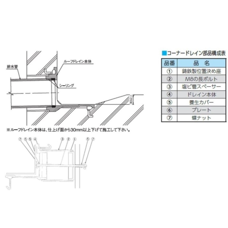 ルーフドレイン よこ引き用 屋上用 サイズ 150 防水層張り幅60mm
