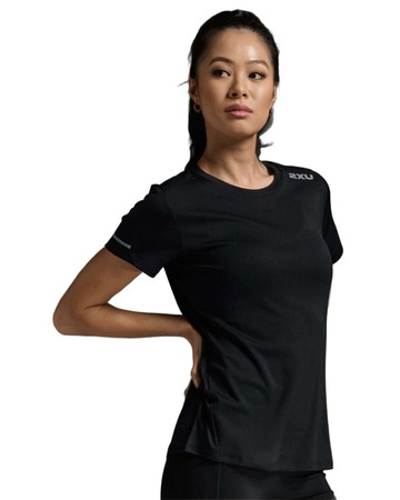 女T恤 2XU Aero Tee 女士 輕盈吸濕排汗短袖運動T恤｜黑