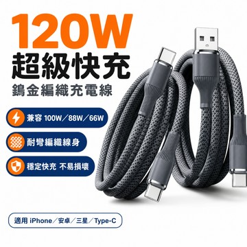 鎢金編織充電線 PD快充線 手機充電線 適用 iPhone / 安卓 / 三星 Type-C 傳輸線 i17 i16