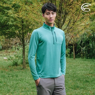 ADISI 男半門襟抗靜電紗(胸前貼袋)透氣快乾長袖上衣AL2321037 (S-XL) 雙色海青｜保暖 吸濕 速乾 輕量 柔軟