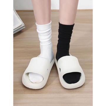 白色堆堆襪子女純棉中筒夏季無骨松口月子襪搭配小皮鞋穿春秋長襪