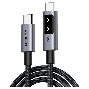 UGREEN 綠聯 小機器人 雙USB-C充電線 傳輸線 100W  深空灰  1條  3m