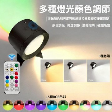 🔥 雙光源磁吸壁燈 RGB氛圍射燈 小夜燈 LED氛圍燈 床頭燈 led燈 燈具 壁燈 磁吸燈 遙控燈 氣氛燈