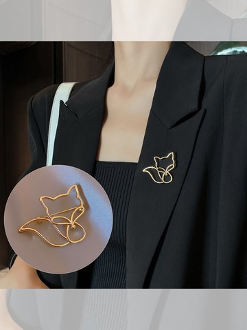 金色鏤空小狐貍胸針高檔女秋冬西裝別針配飾韓國網紅時尚收腰神器