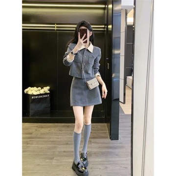 Leathercat秋裝搭配一整套高級感小洋裝氣質小個子包臀裙兩件套女