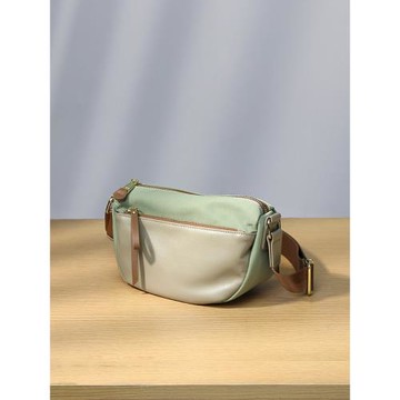 洋氣小清新進口尼龍布配真皮斜挎小包女輕便休閑手機包2023新款