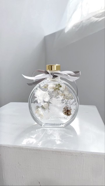 【Flora Flower】芙蘿拉植物標本浮游花-簡約白(贈三色LED底座)