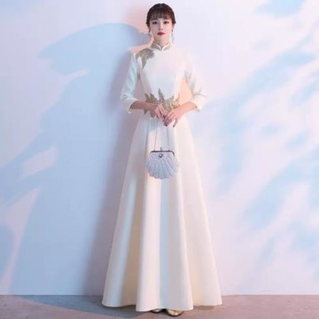 高端刺繡演出服中國風長裙禮儀