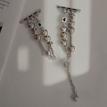 Apple Watch I 金屬款 I 金屬感米粒愛心掛鏈錶帶