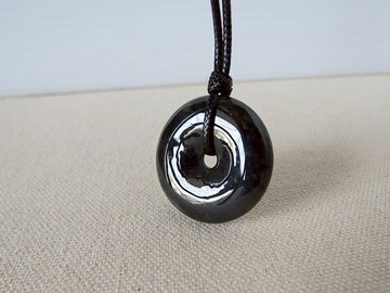 本命年【平安‧如意】冰烏雞翡翠韓國蠟線項鍊*AH02*招財、防小人