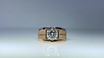 莫桑鑽 |  太陽戰神鑽石男戒  | 台中門市 |  可升級K金白金真