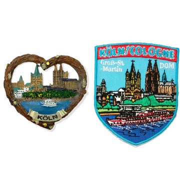 造型布貼＋磁鐵【2件組】德國科隆立體磁鐵＋科隆布標 紀念磁鐵 打卡地標 冰箱磁鐵可愛磁鐵 卡通磁鐵 磁性家居裝飾 _廠商直送