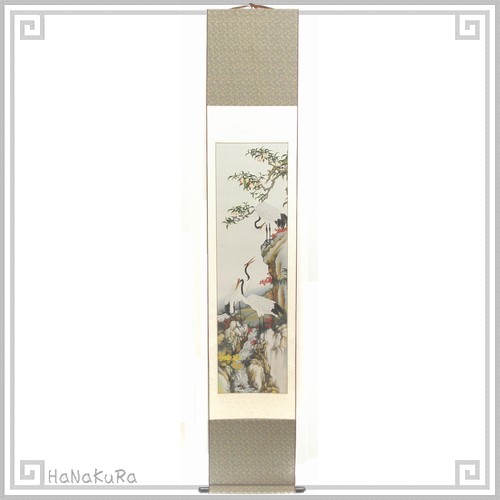 中国掛軸 掛け軸 中国 鶴 中国 杭州 絹織物 掛け軸 桃鶴図 | LINEショッピング