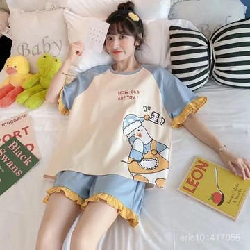 台灣出貨 可愛睡衣 韓版睡衣 甜美睡衣 女生睡衣 夏季睡衣 兩件式睡衣 加肥加大睡衣 家居服 居家服 可外穿睡衣