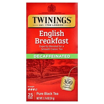 Twinings, 全紅茶，英式早餐，無咖啡萃取，25 茶包，1.76 盎司（50 克）