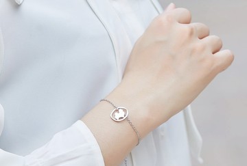 博美狗手鍊 - 狗狗小印章系列-抗敏醫療鋼