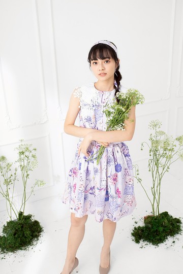 【LADY】滿天星蕾絲領 短洋裝 附腰帶 皇后普蒂亞