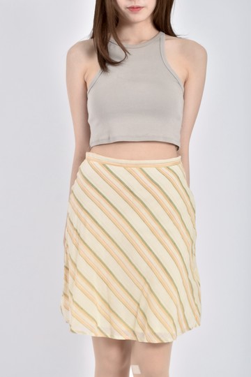 (S) zelda亞麻條紋杏色短裙