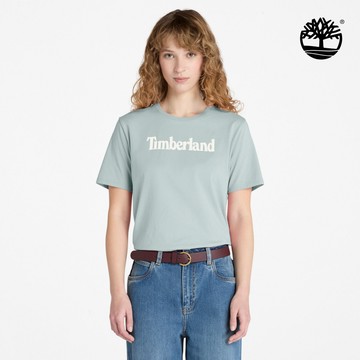 Timberland 女款藍銀色休閒短袖T恤|A6AZPEYM