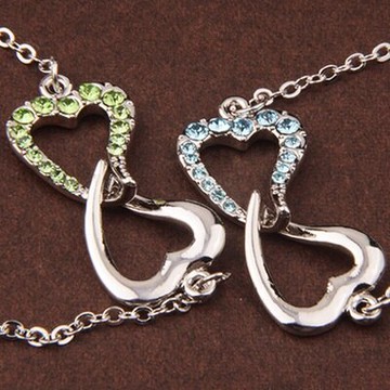 現貨+預購 925純銀項鍊 鑲鑽吊墜-幸福心戀心母親節生日情人節禮物女飾品5色73aj425【獨家進口】【米蘭精品】