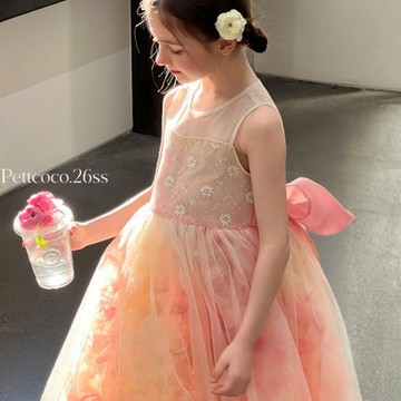 110-160 彩色暈染花朵禮服裙