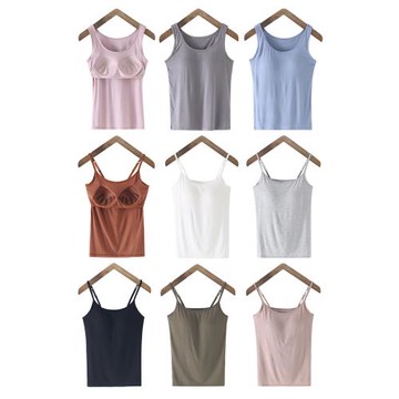 莫代爾帶胸墊吊帶背心內搭女免穿文胸罩杯一體式瑜伽修身打底夏季