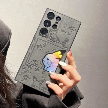 小羊皮壓印鐳射皮卡丘適用三星GalaxyS25Ultra熱銷新品爆款25+情侶手機殼S23U硅膠防摔22u可愛卡通日韓女s24+