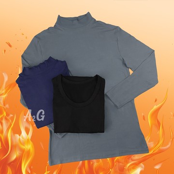 A2G®【恆暖綿絨】男款立領/圓領雙面磨毛•大彈力蓄熱保暖發熱衣︙8089 8099