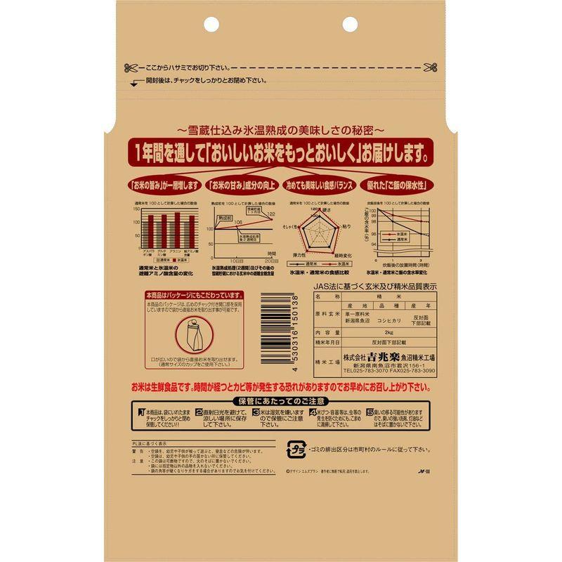 精米 新潟県魚沼産 特別栽培米白米 雪蔵氷温熟成 こしひかり 2kg