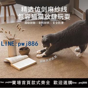 【店家補貼】日式彷劍麻滿鋪地墊防貓抓地毯客廳拍照攝影棚榻榻米墊純色亞麻