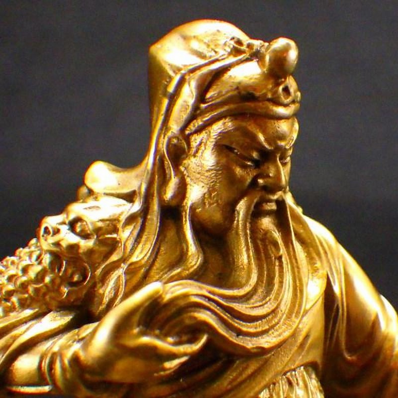 龍旗関羽 置物 三国志 彫刻 金運 開運 風水