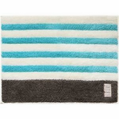 ds-2342362 （まとめ） オカトー ふわもこバスマット 約45×60cm ブルーボーダー 【×2セット】 (ds2342362)