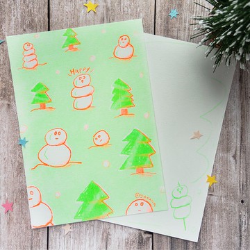 【聖誕明信片】最Happy的雪人 (數位孔版 Risograph)