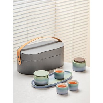 戶外旅行茶具套裝陶瓷茶壺茶杯泡茶功夫小套收納包便攜式一壺三杯