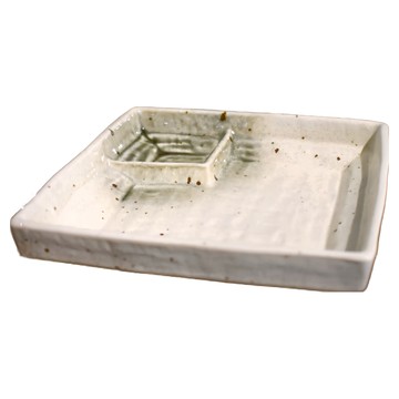 佐和陶瓷 附格皿-日本製 15cm  吹墨梨地 白色  1個